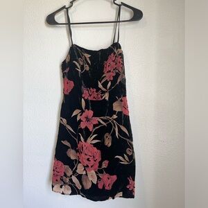 LUSH Lady in Love Black Floral Print Velvet Mini Dress | Lulus dress | size S